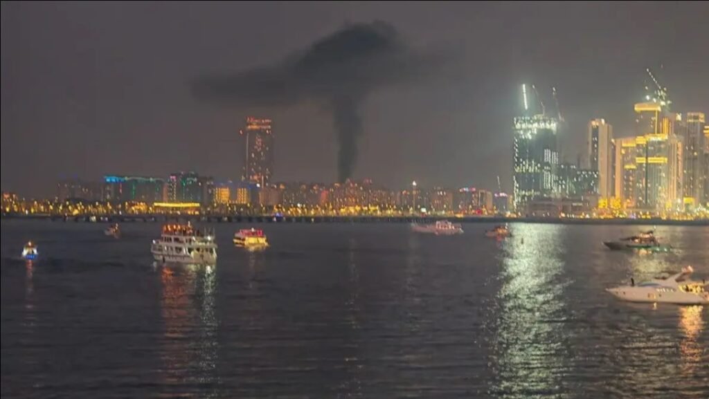 Iran attack on Dubai live updates showing smoke near Burj Khalifa