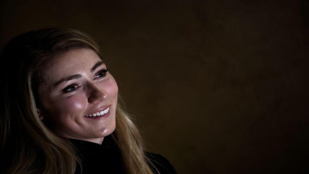 Mikaela Shiffrin smiling after winning women’s slalom Olympic gold medal